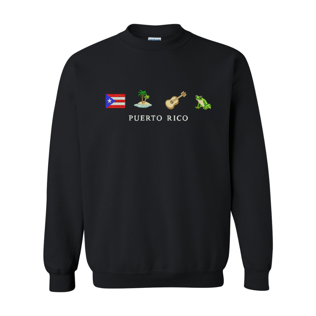 Puerto Rico Embroidered Crewneck Sweatshirt - Embroiderzilla