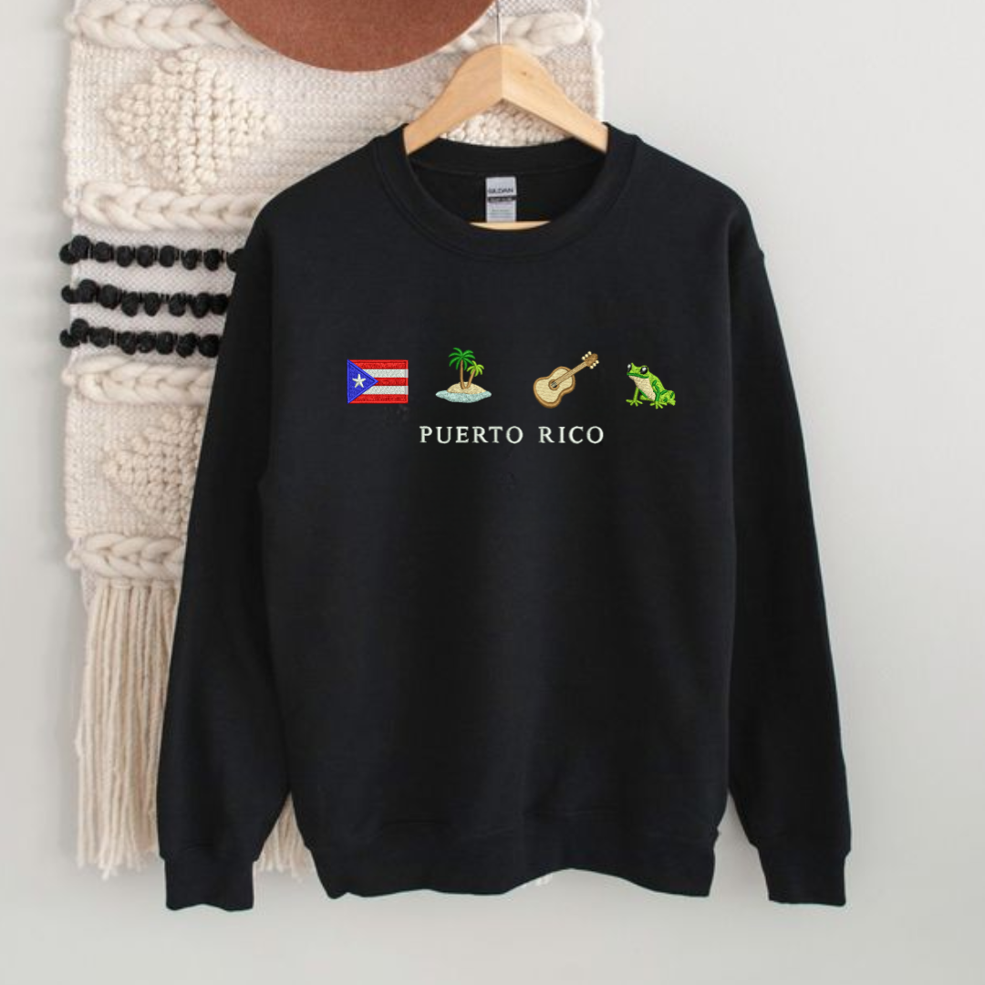 Puerto Rico Embroidered Crewneck Sweatshirt - Embroiderzilla