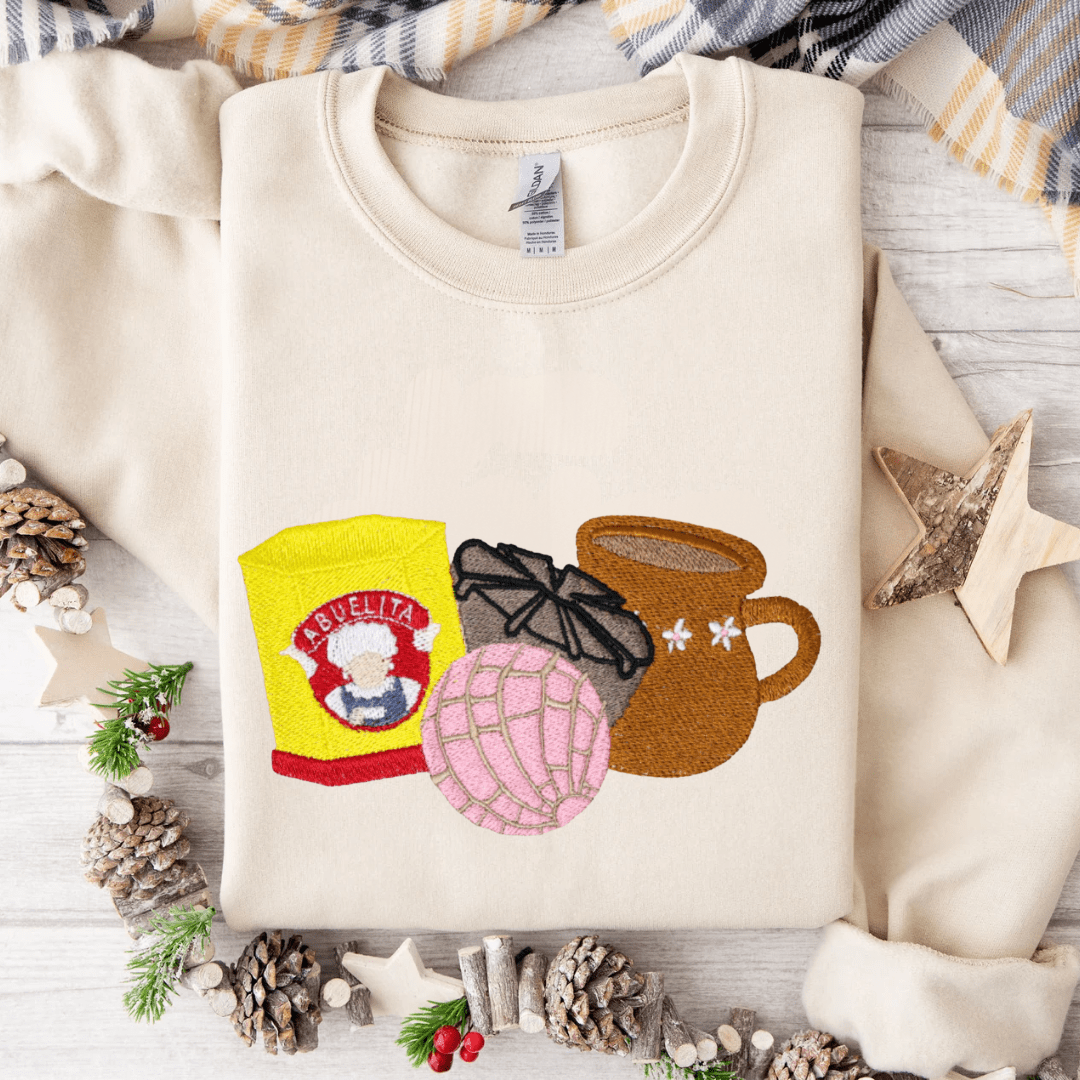 Abuelita Chocolate & Concha Sweet Embroidered Sweatshirt - Embroiderzilla