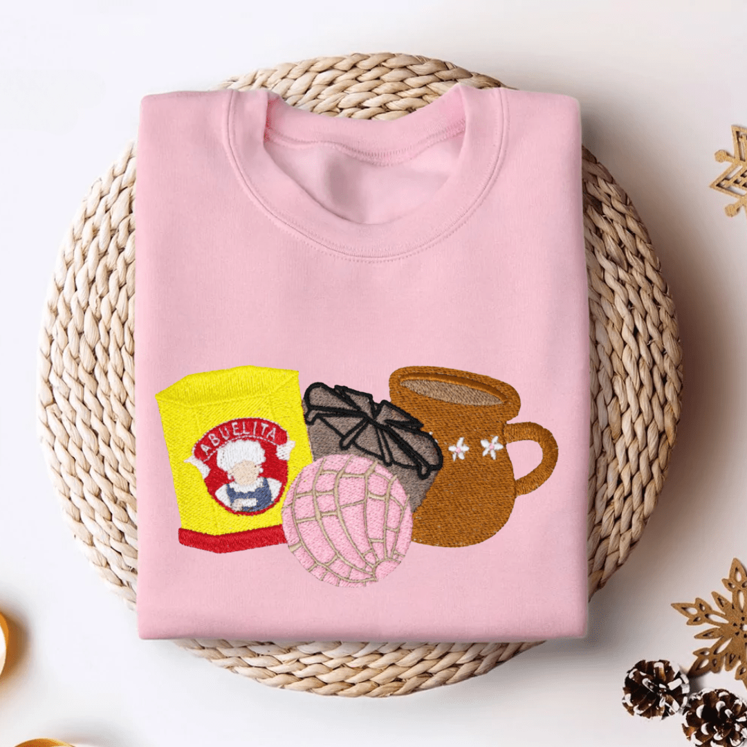 Abuelita Chocolate & Concha Sweet Embroidered Sweatshirt - Embroiderzilla