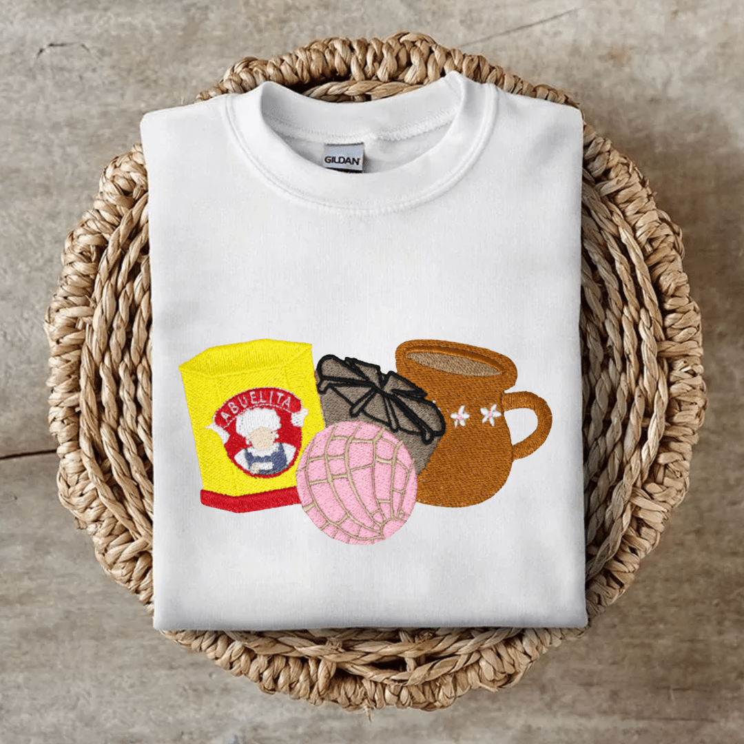 Abuelita Chocolate & Concha Sweet Embroidered Sweatshirt - Embroiderzilla