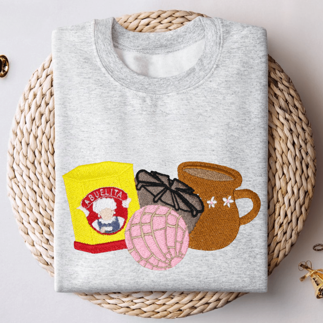 Abuelita Chocolate & Concha Sweet Embroidered Sweatshirt - Embroiderzilla