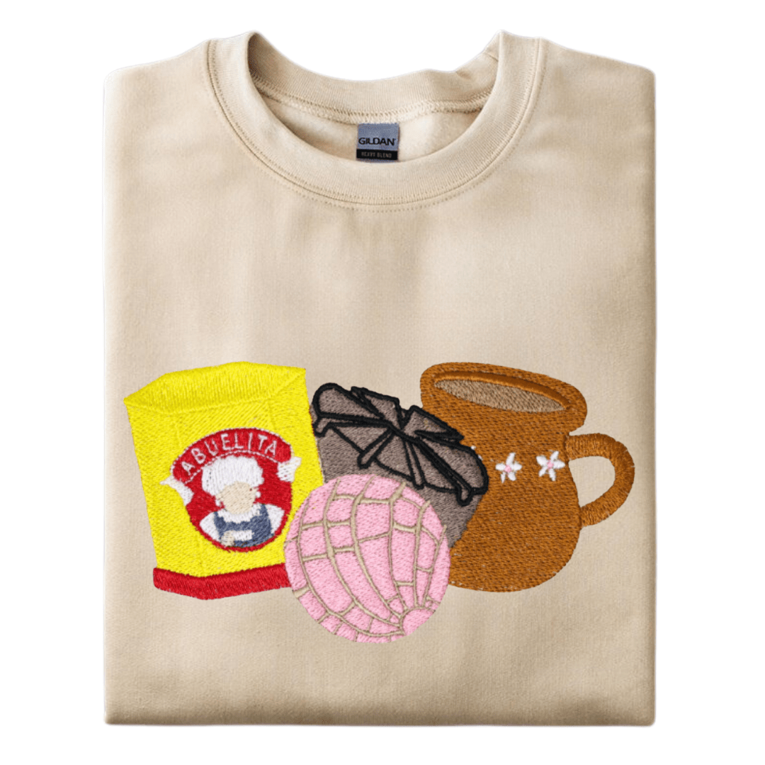 Abuelita Chocolate & Concha Sweet Embroidered Sweatshirt - Embroiderzilla