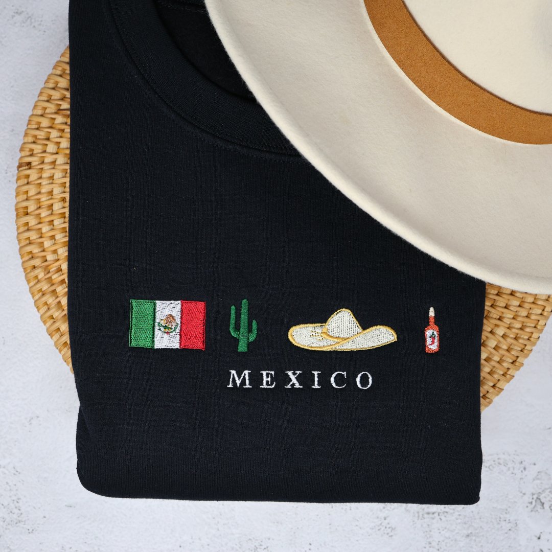 Vibrant Mexico Embroidered Sweatshirt - Embroiderzilla