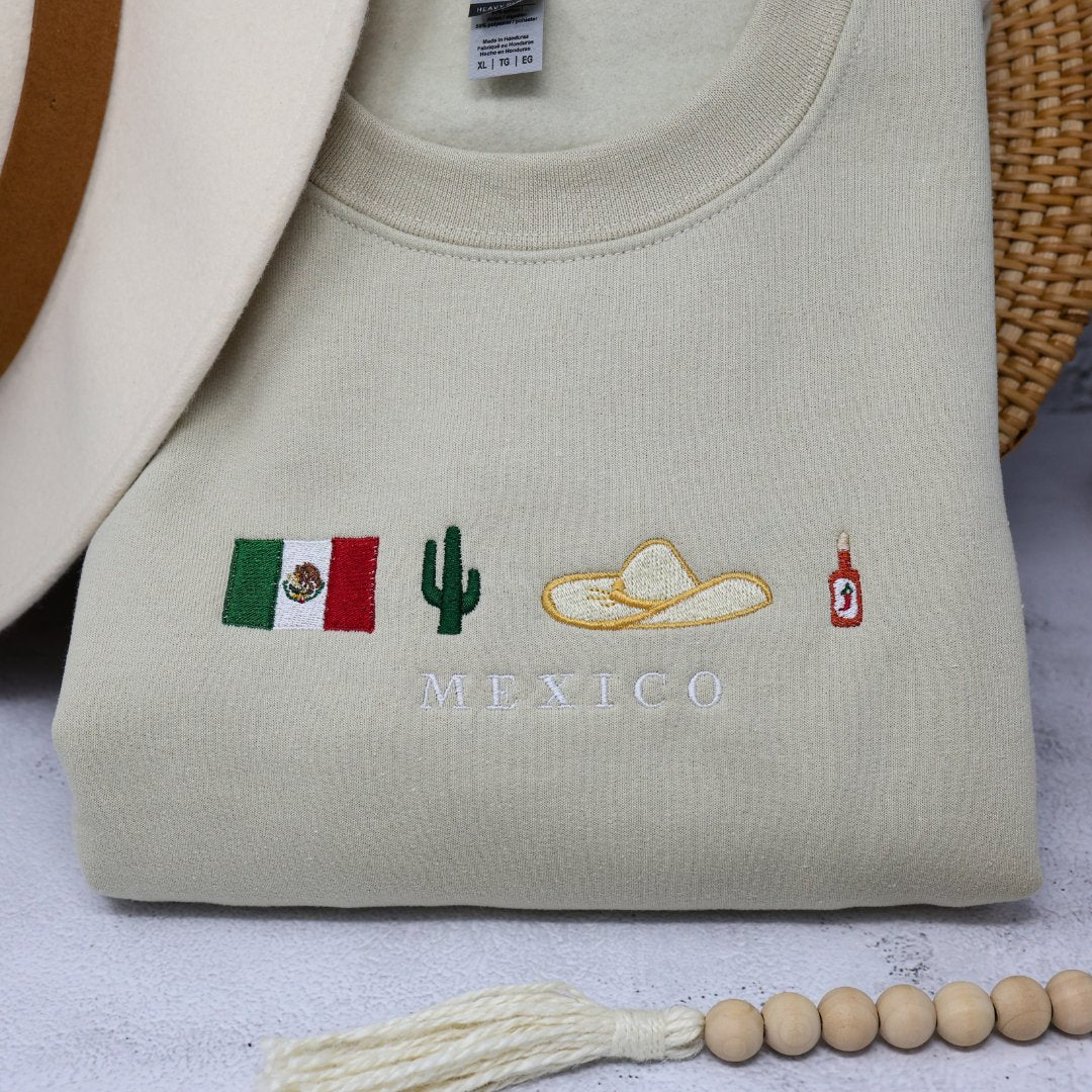 Vibrant Mexico Embroidered Sweatshirt - Embroiderzilla