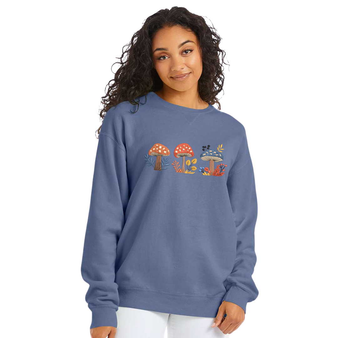 Whimsical Mushroom Embroidered Sweatshirt