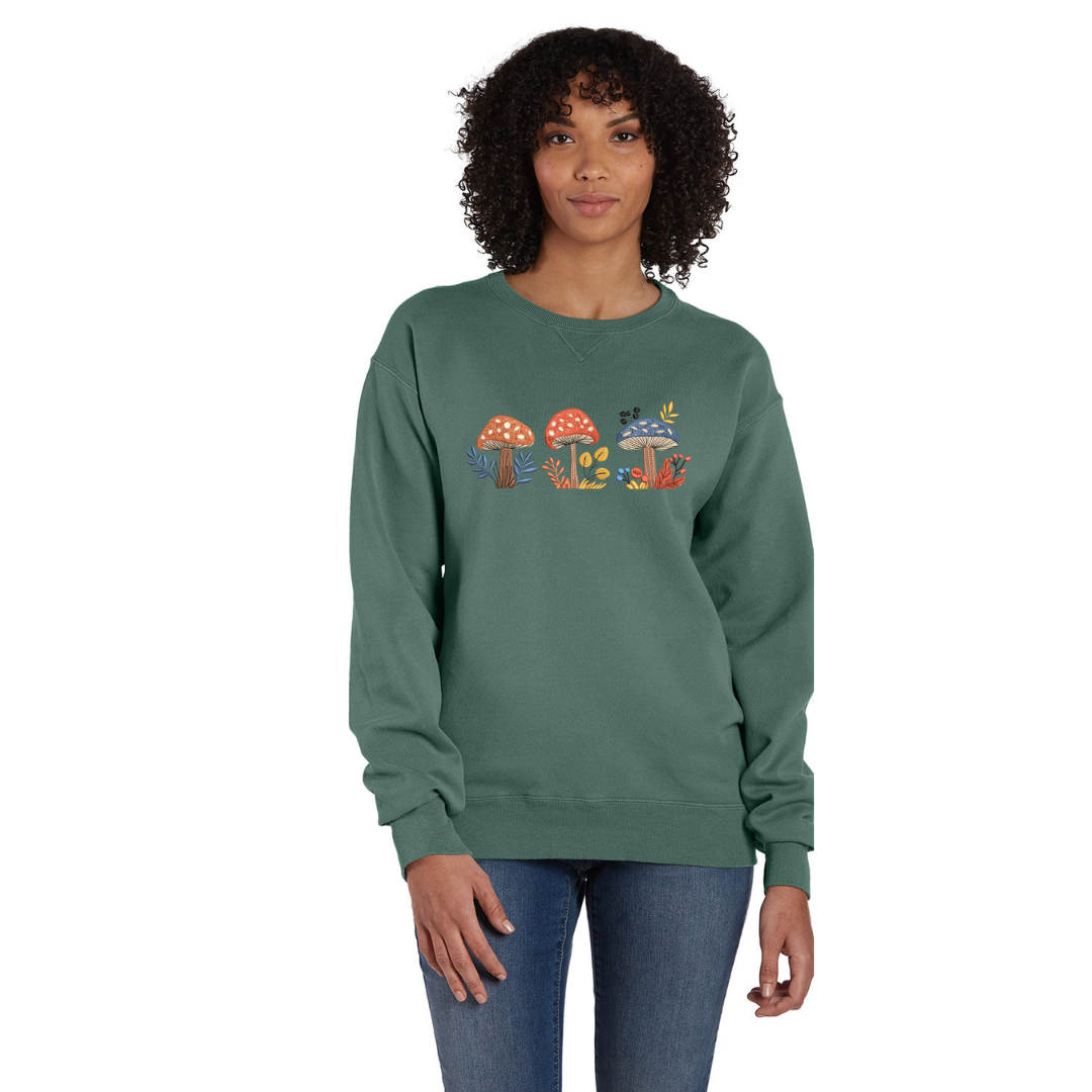 Whimsical Mushroom Embroidered Sweatshirt