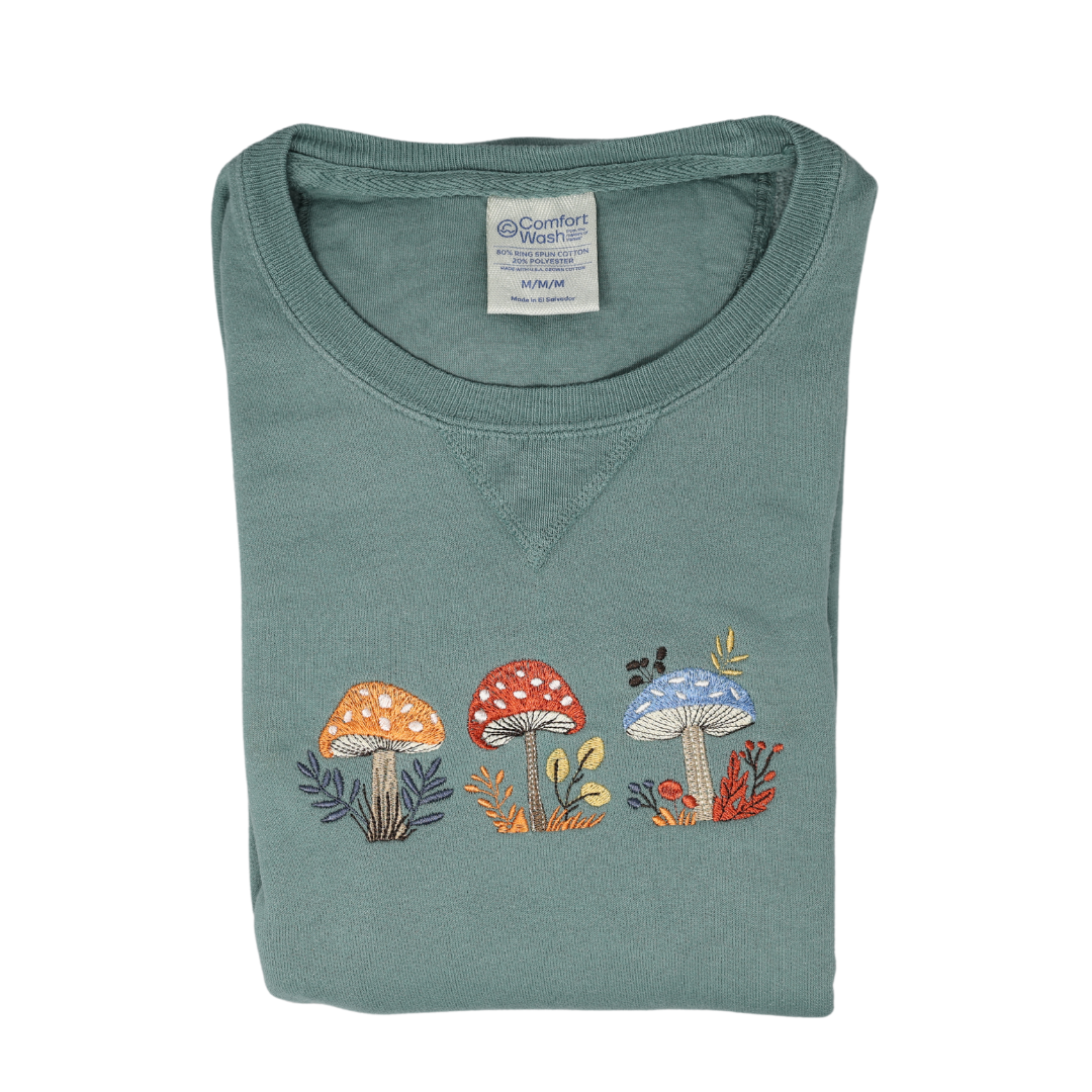 Whimsical Mushroom Embroidered Sweatshirt