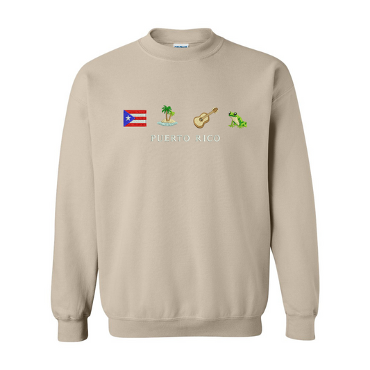 Puerto Rico Embroidered Crewneck Sweatshirt - Embroiderzilla