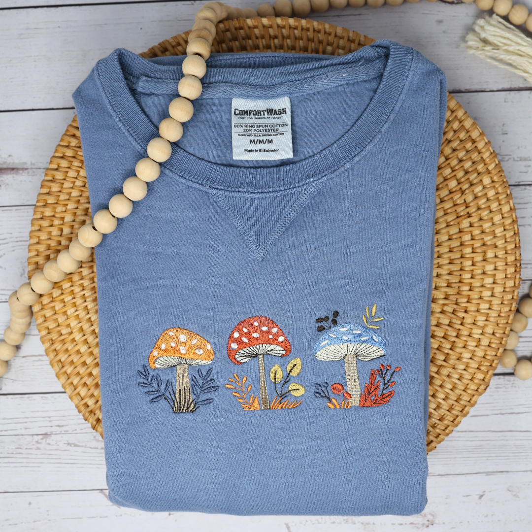 Whimsical Mushroom Embroidered Sweatshirt