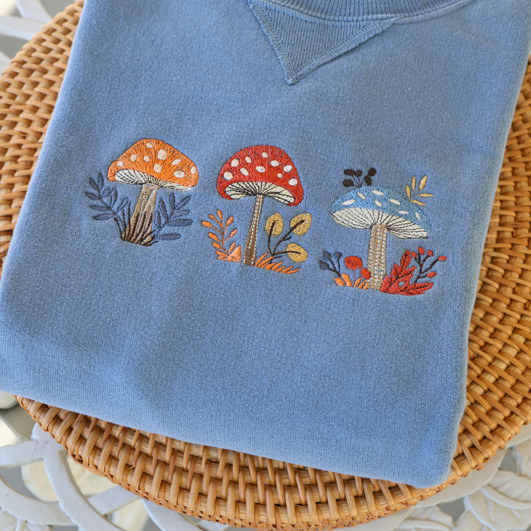 Whimsical Mushroom Embroidered Sweatshirt