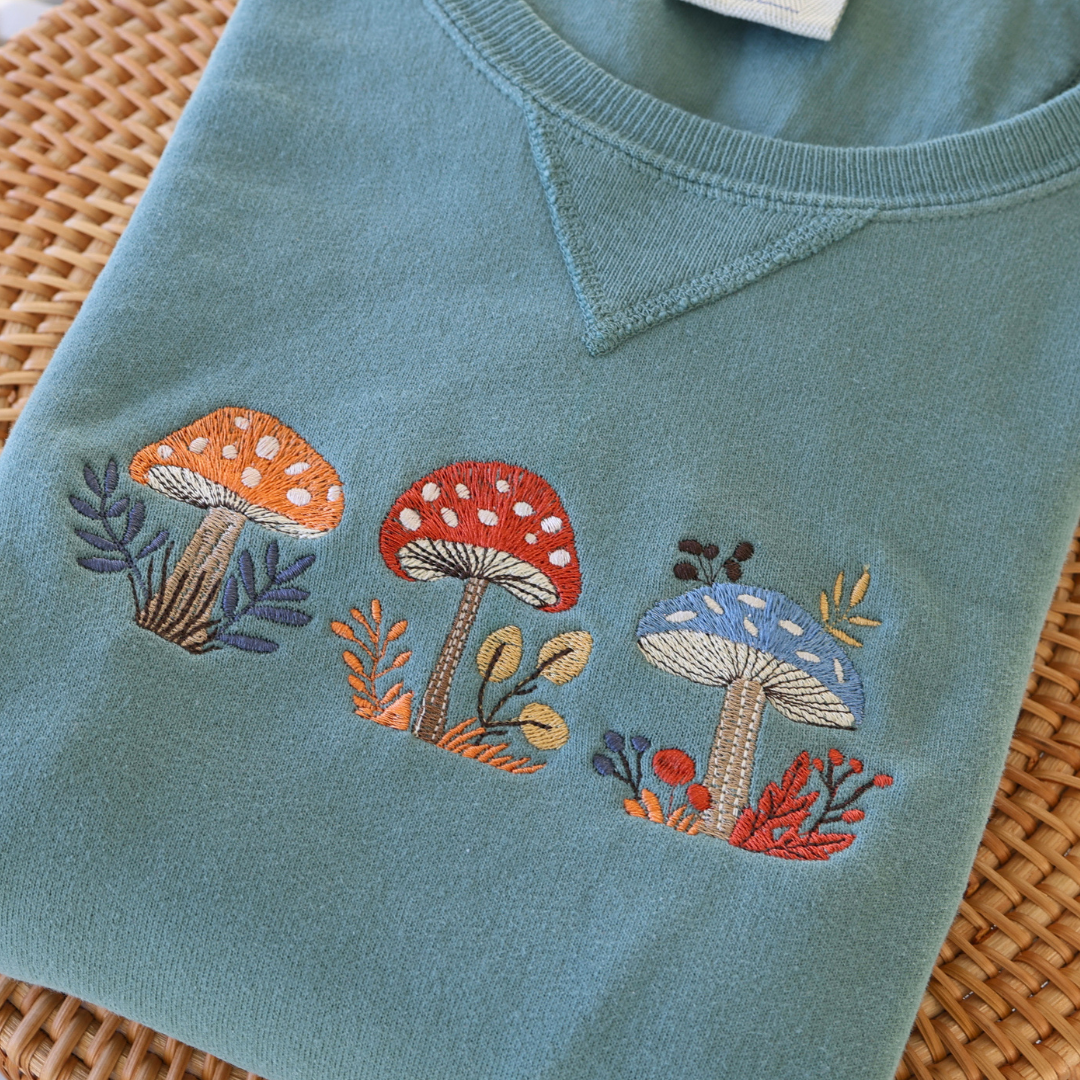 Whimsical Mushroom Embroidered Sweatshirt