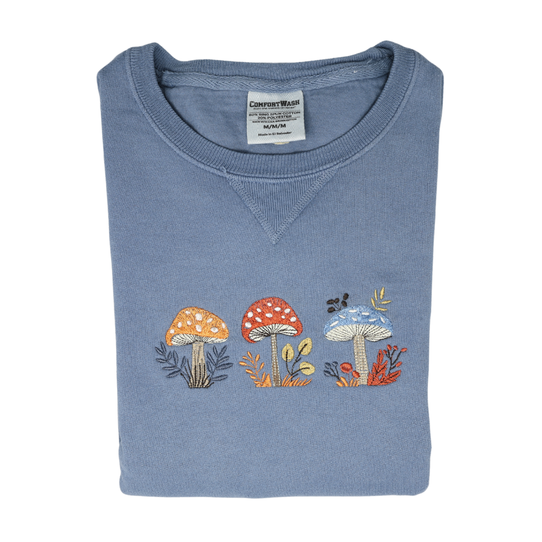 Whimsical Mushroom Embroidered Sweatshirt