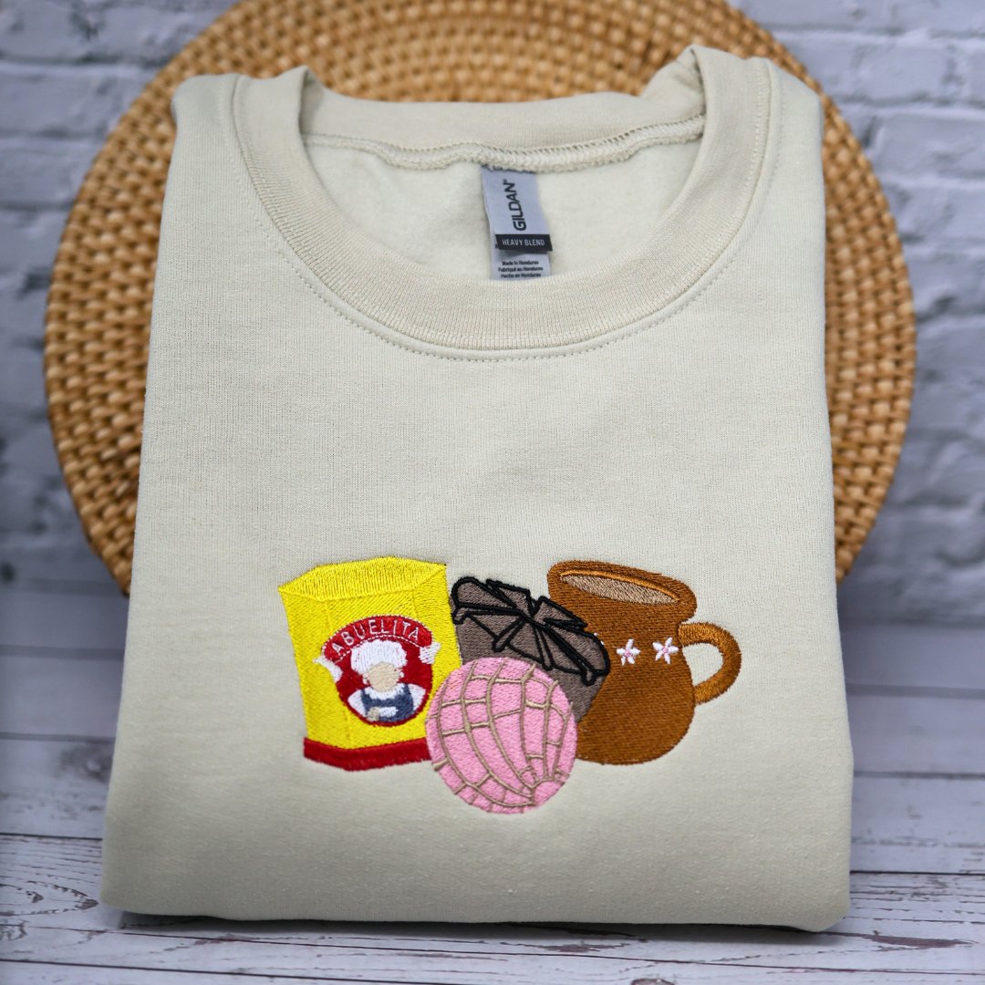 Abuelita Chocolate & Concha Sweet Embroidered Sweater - Embroiderzilla