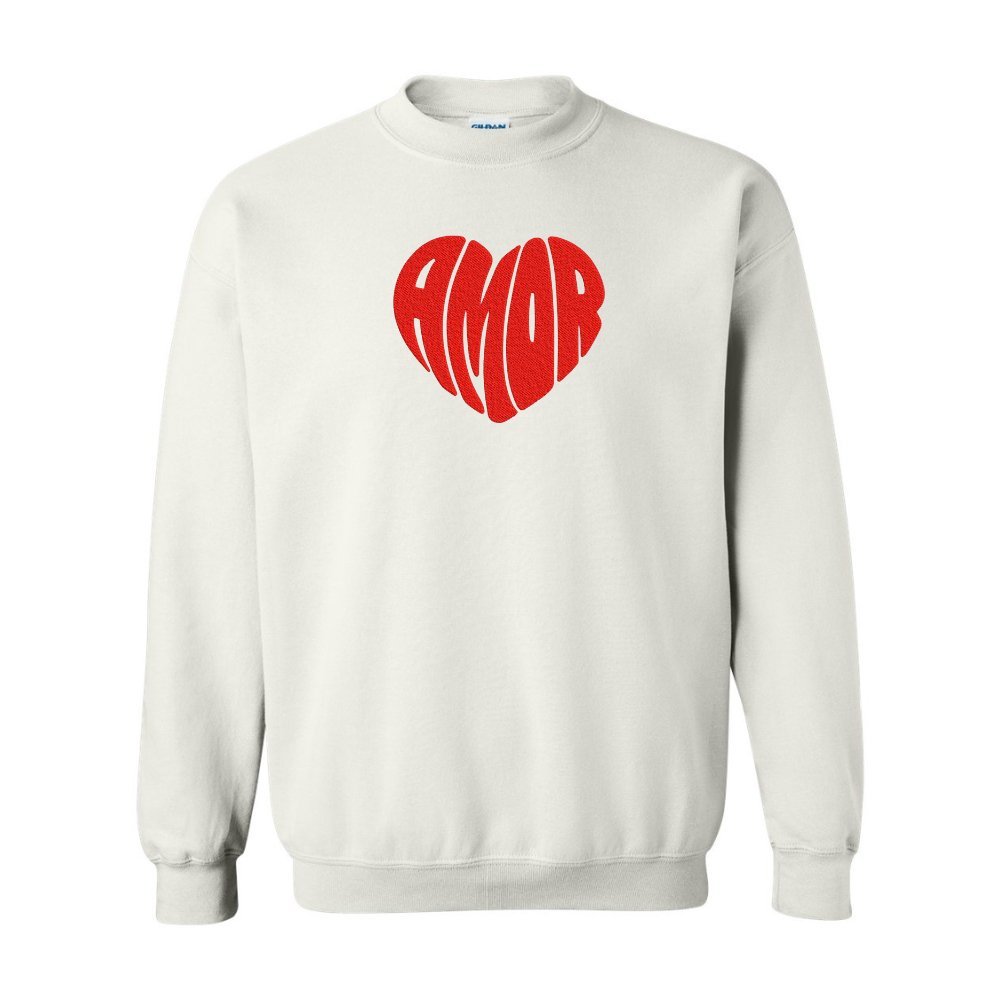 Amor Heart Embroidered Sweatshirt - Embroiderzilla