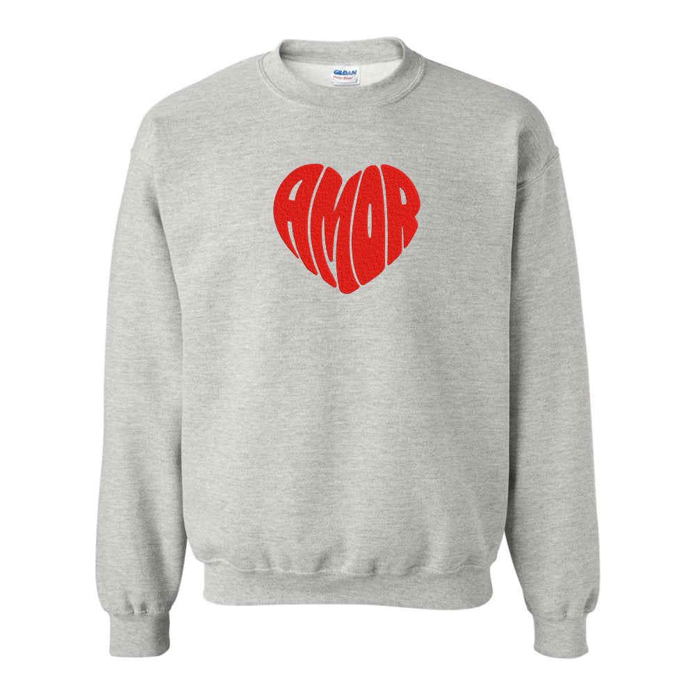 Amor Heart Embroidered Sweatshirt - Embroiderzilla