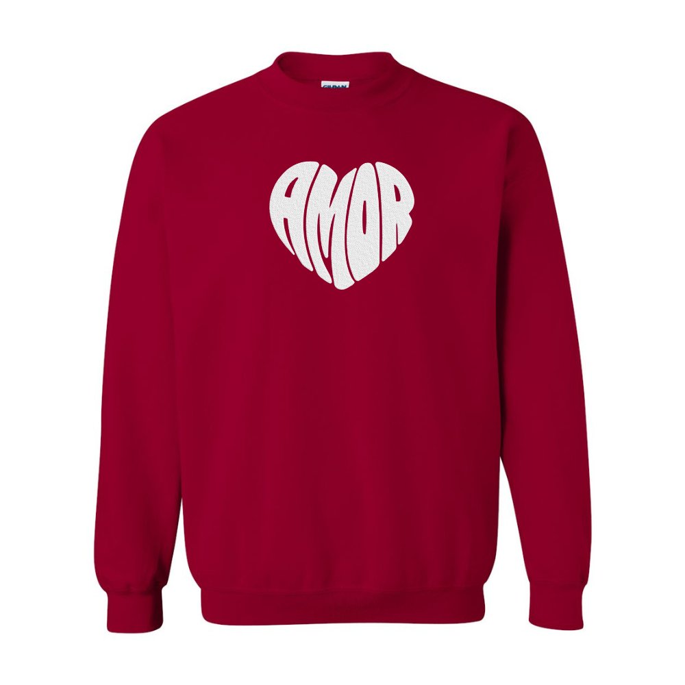 Amor Heart Embroidered Sweatshirt - Embroiderzilla