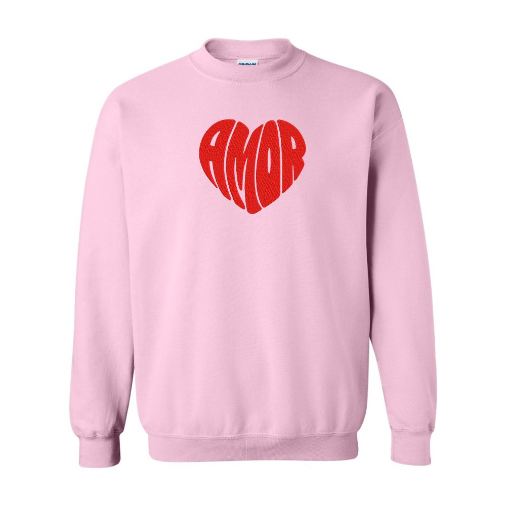 Amor Heart Embroidered Sweatshirt - Embroiderzilla