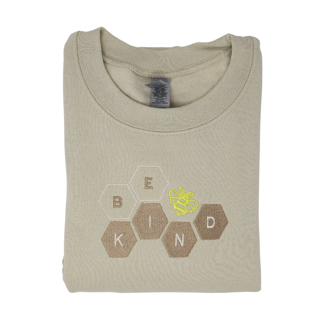 Bee Kind Embroidered Crewneck Sweater - Embroiderzilla