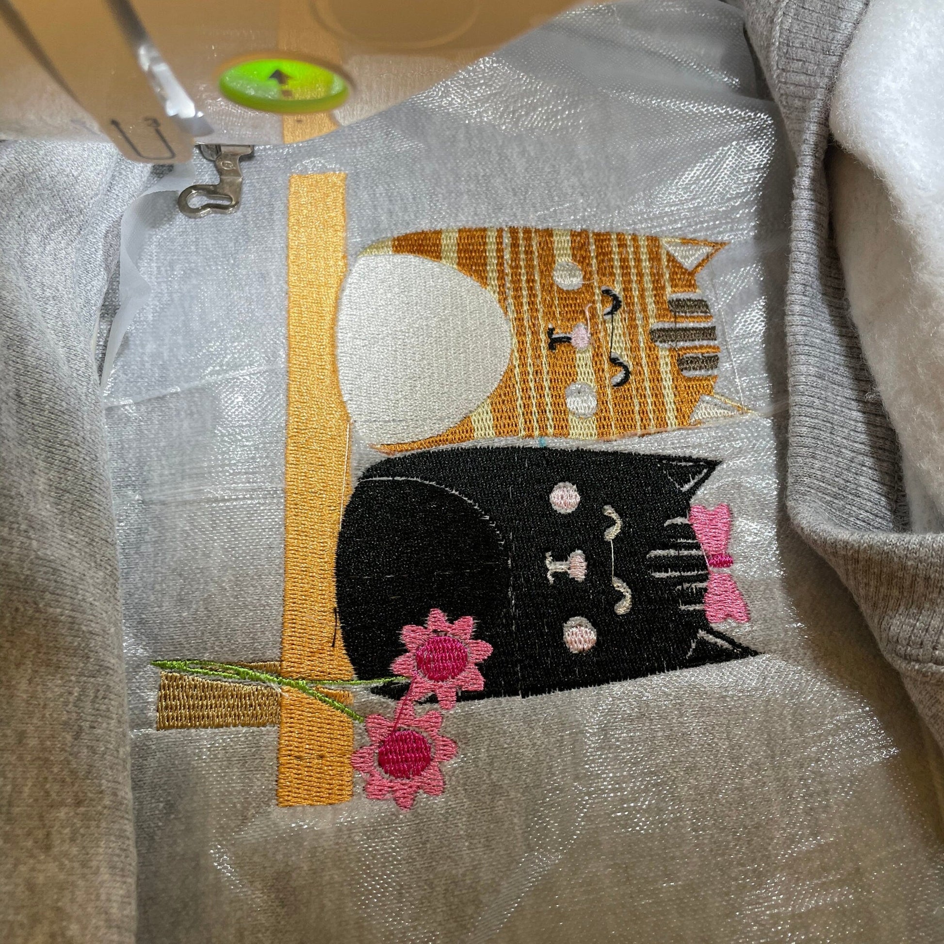 Cat Embroidered Crewneck Sweatshirt Customized Name - Embroiderzilla