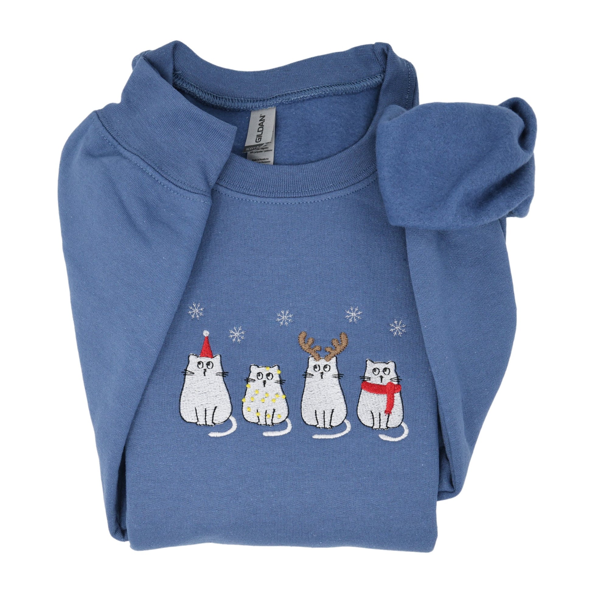 Christmas Cat Crewneck Sweatshirt - Embroiderzilla