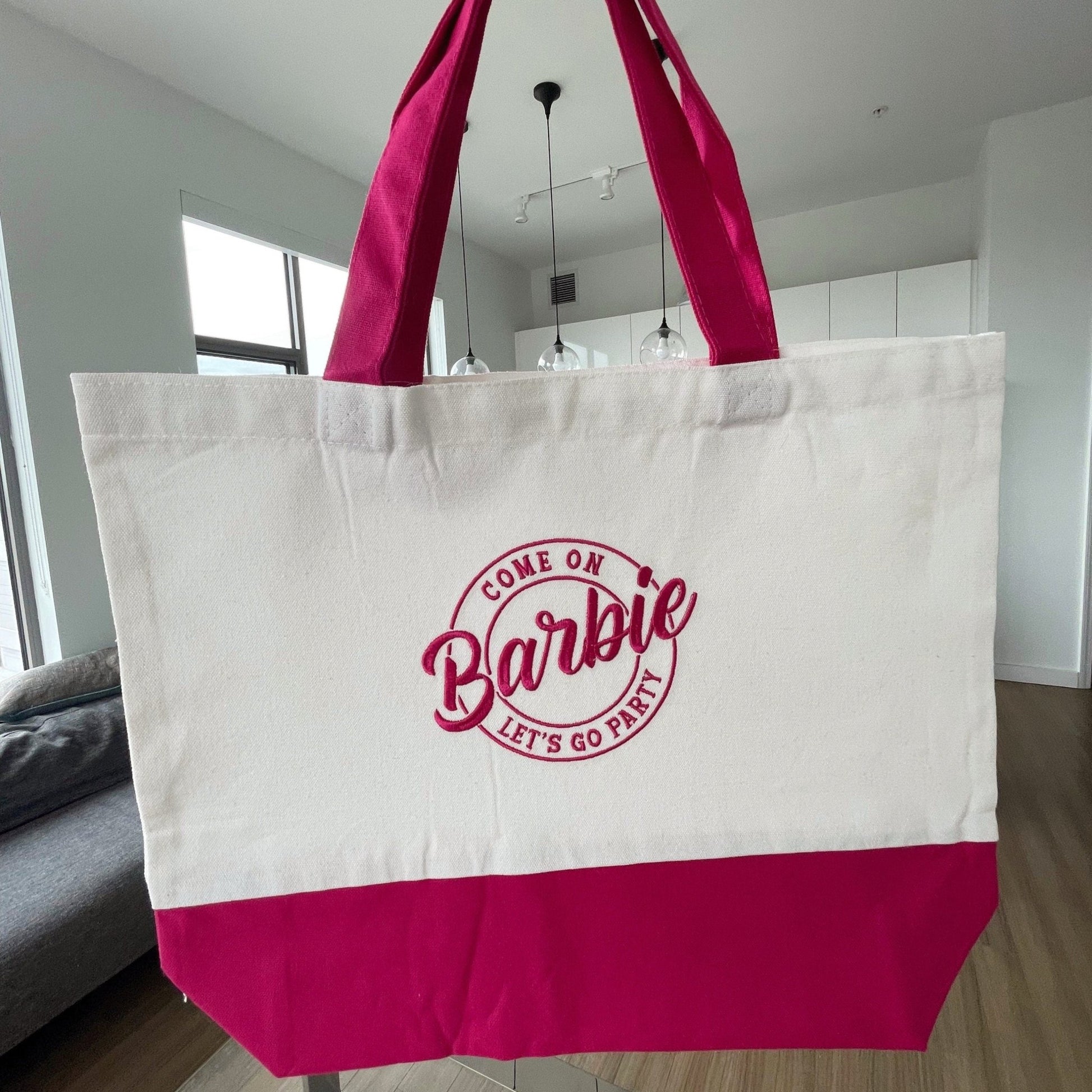 Come on Barbie, Let's Go Party Embroidered Tote Bags - Embroiderzilla