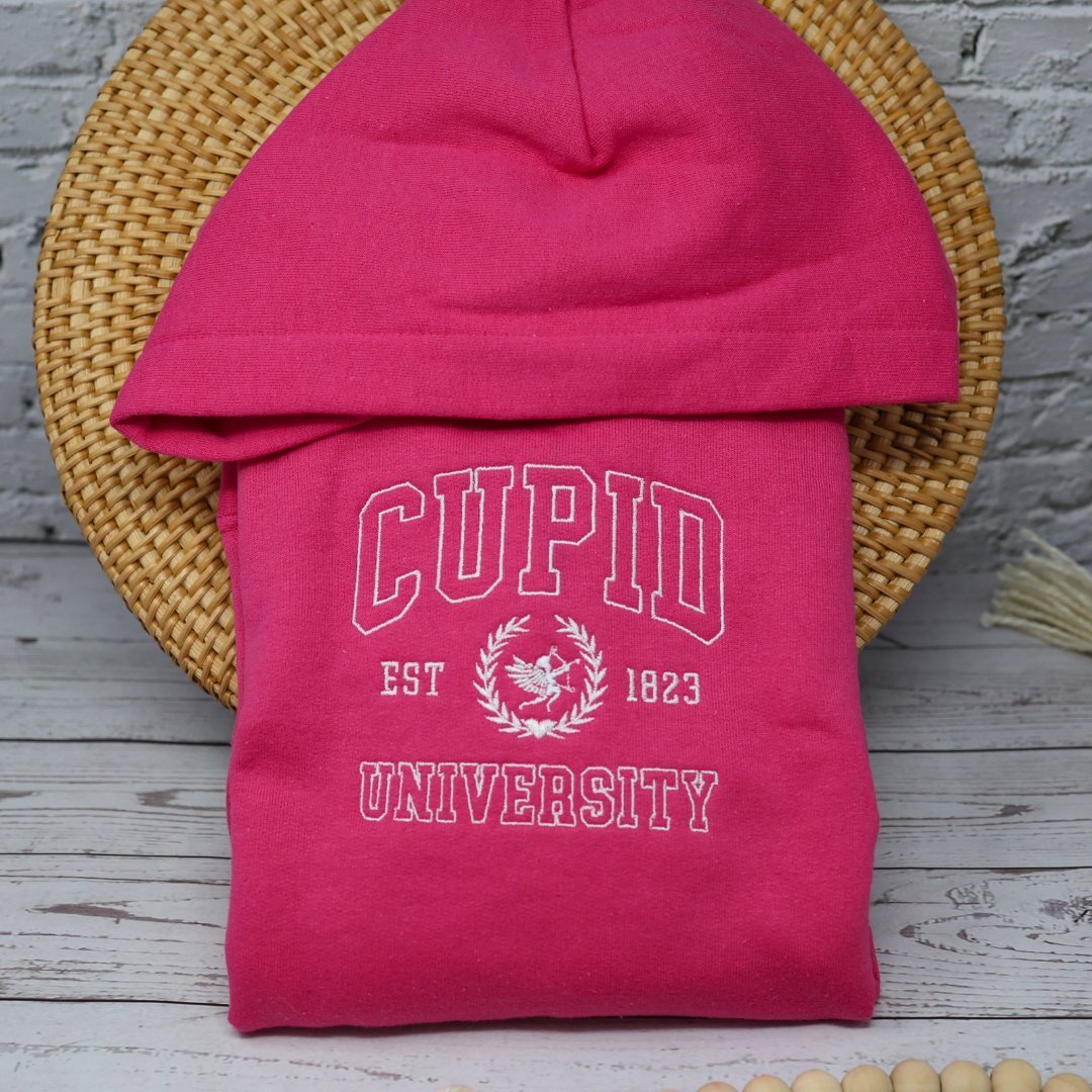 Cupid University Embroidered Kids Hoodie - Embroiderzilla