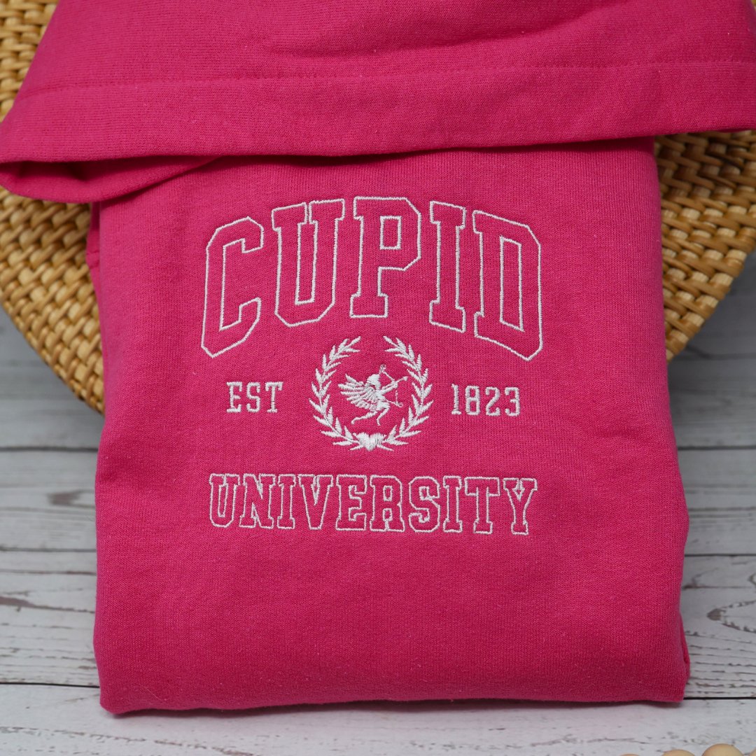 Cupid University Embroidered Kids Hoodie - Embroiderzilla