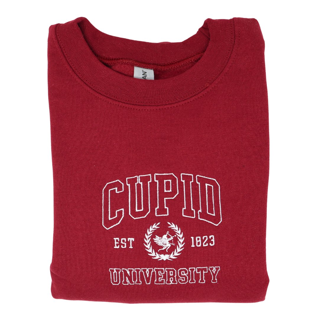 Cupid University Embroidered Sweatshirt - Embroiderzilla