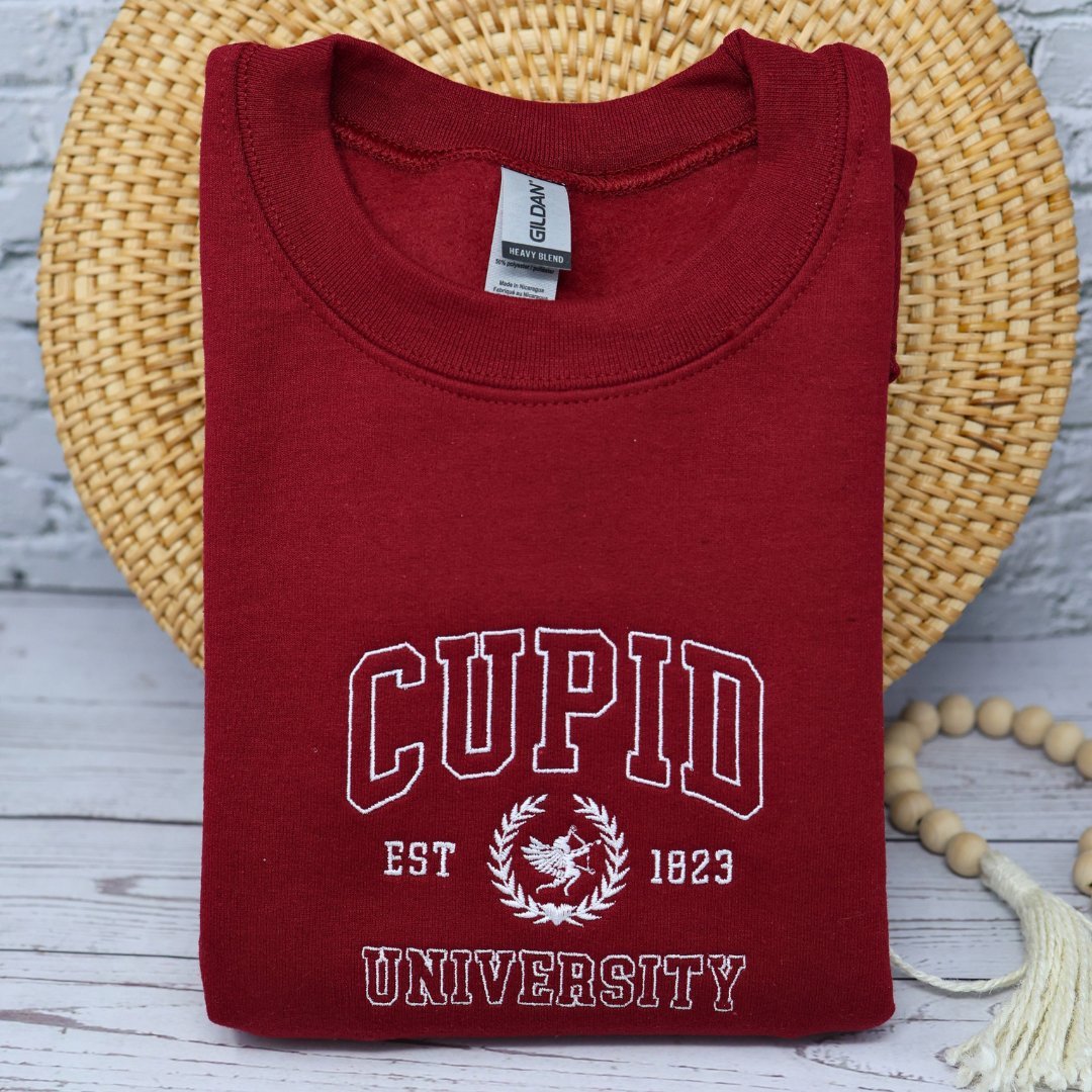 Cupid University Embroidered Sweatshirt - Embroiderzilla