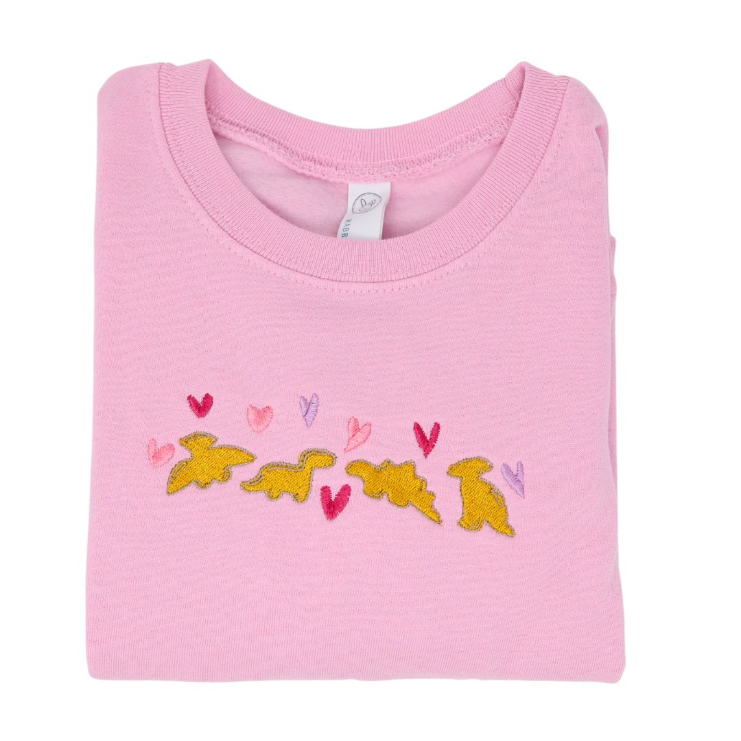 Dino Nuggets Toddler Embroidered Sweatshirt,Valentine Embroidered Sweatshirt - Embroiderzilla