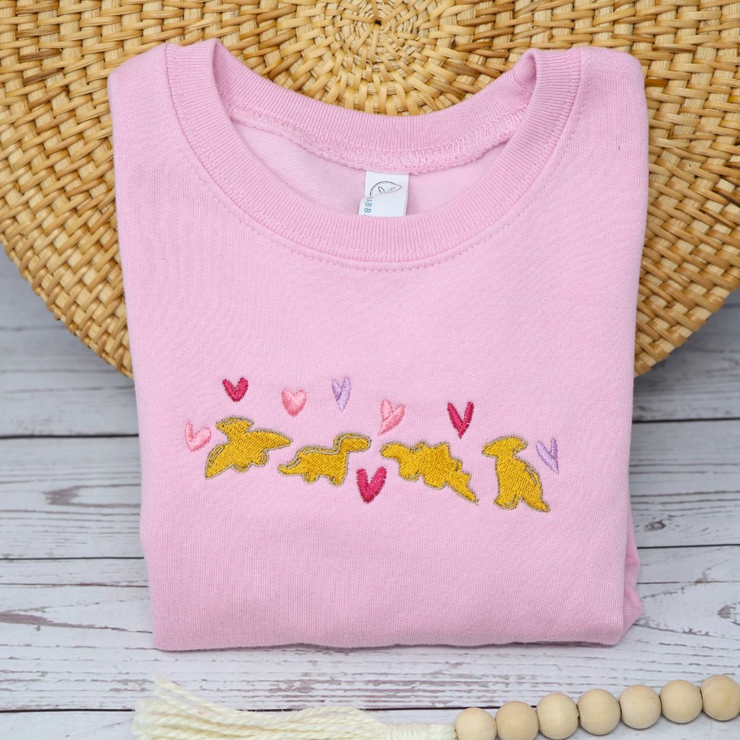 Dino Nuggets Toddler Embroidered Sweatshirt,Valentine Embroidered Sweatshirt - Embroiderzilla