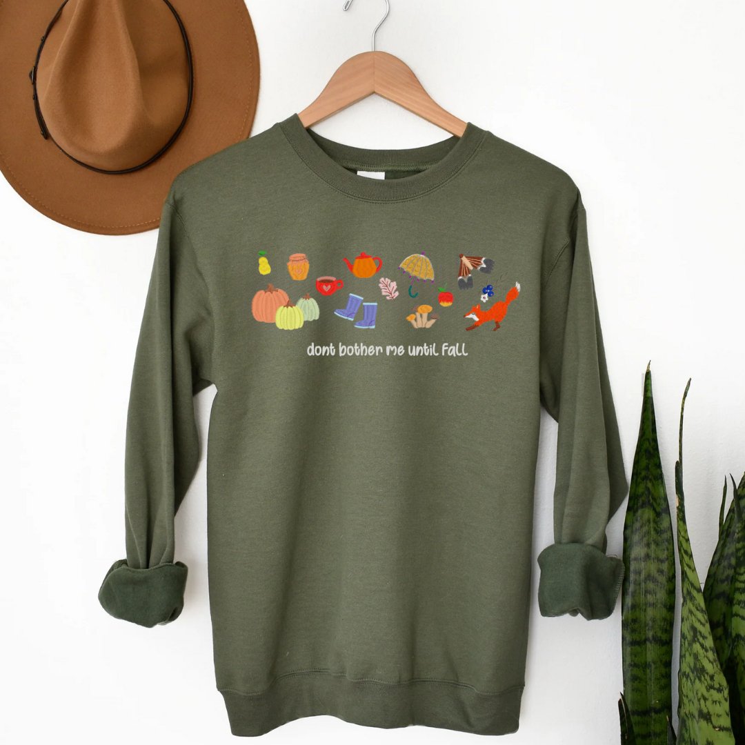 Don't Bother Me Until Fall Embroidered Sweatshirt – Cozy Autumn Edition - Embroiderzilla