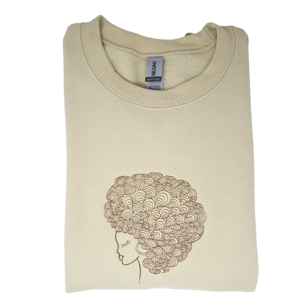 Embroidered Afro Girl Sweater by Vee: A Unique Collaboration - Embroiderzilla