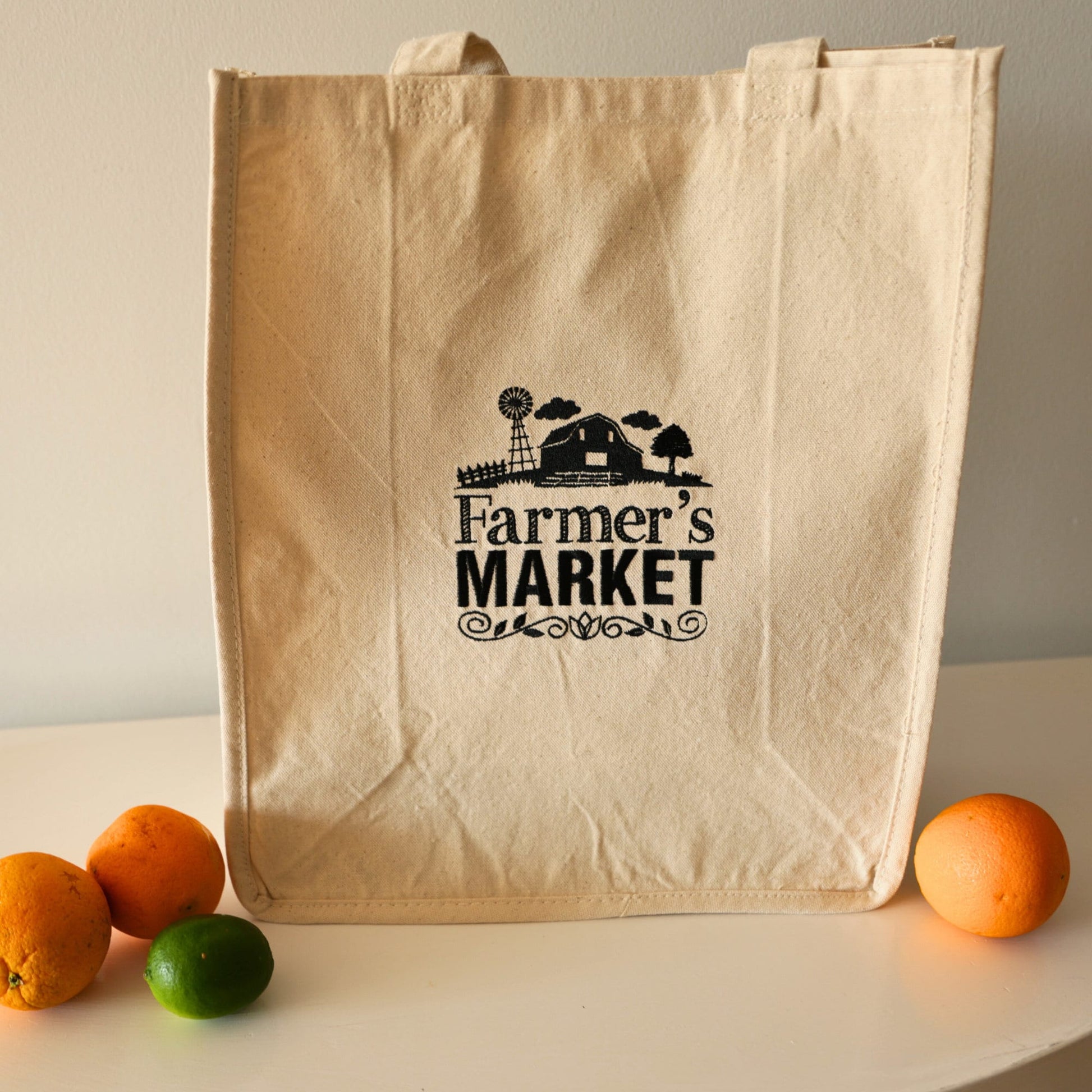 Farmers Market Embroidered Tote Bag - Embroiderzilla