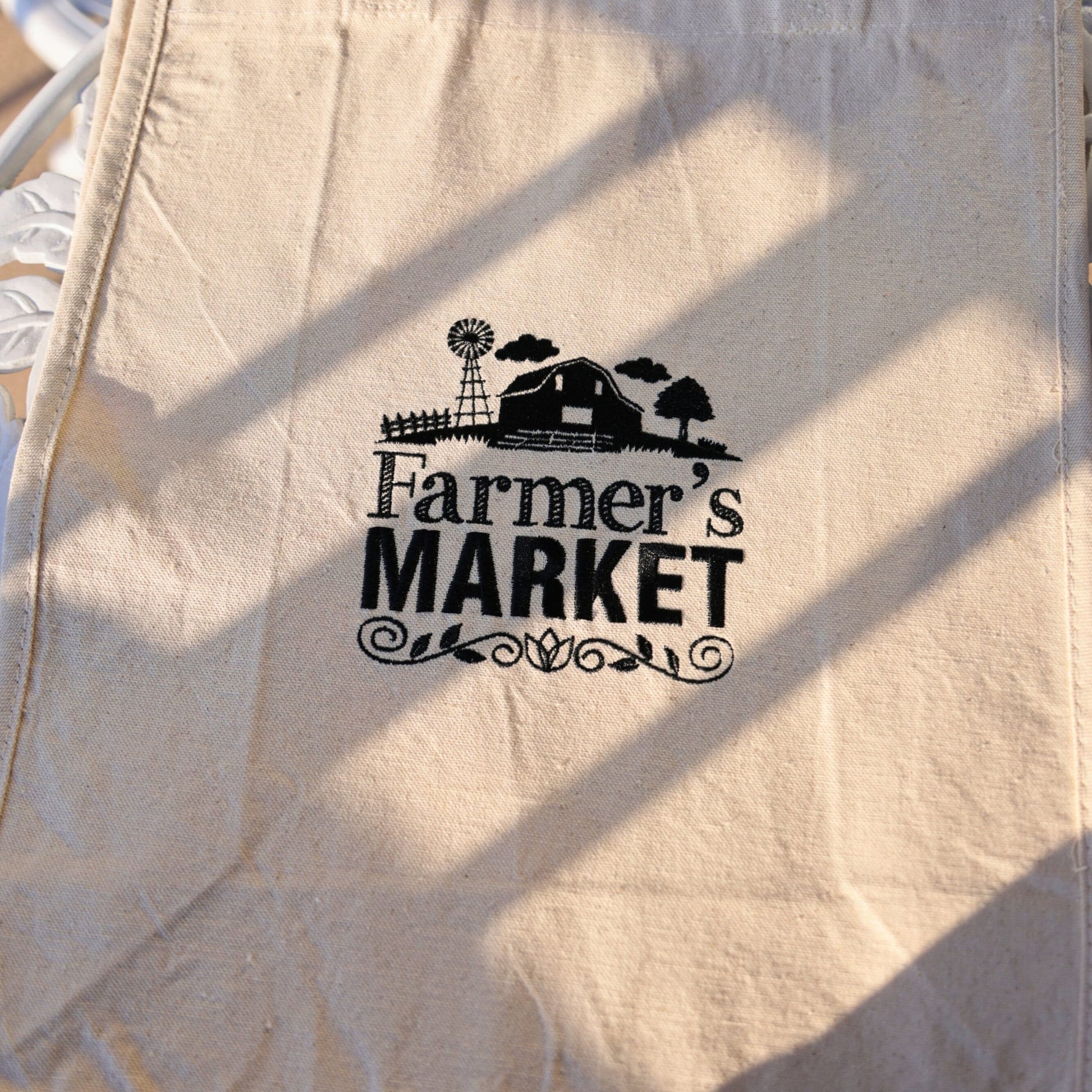 Farmers Market Embroidered Tote Bag - Embroiderzilla