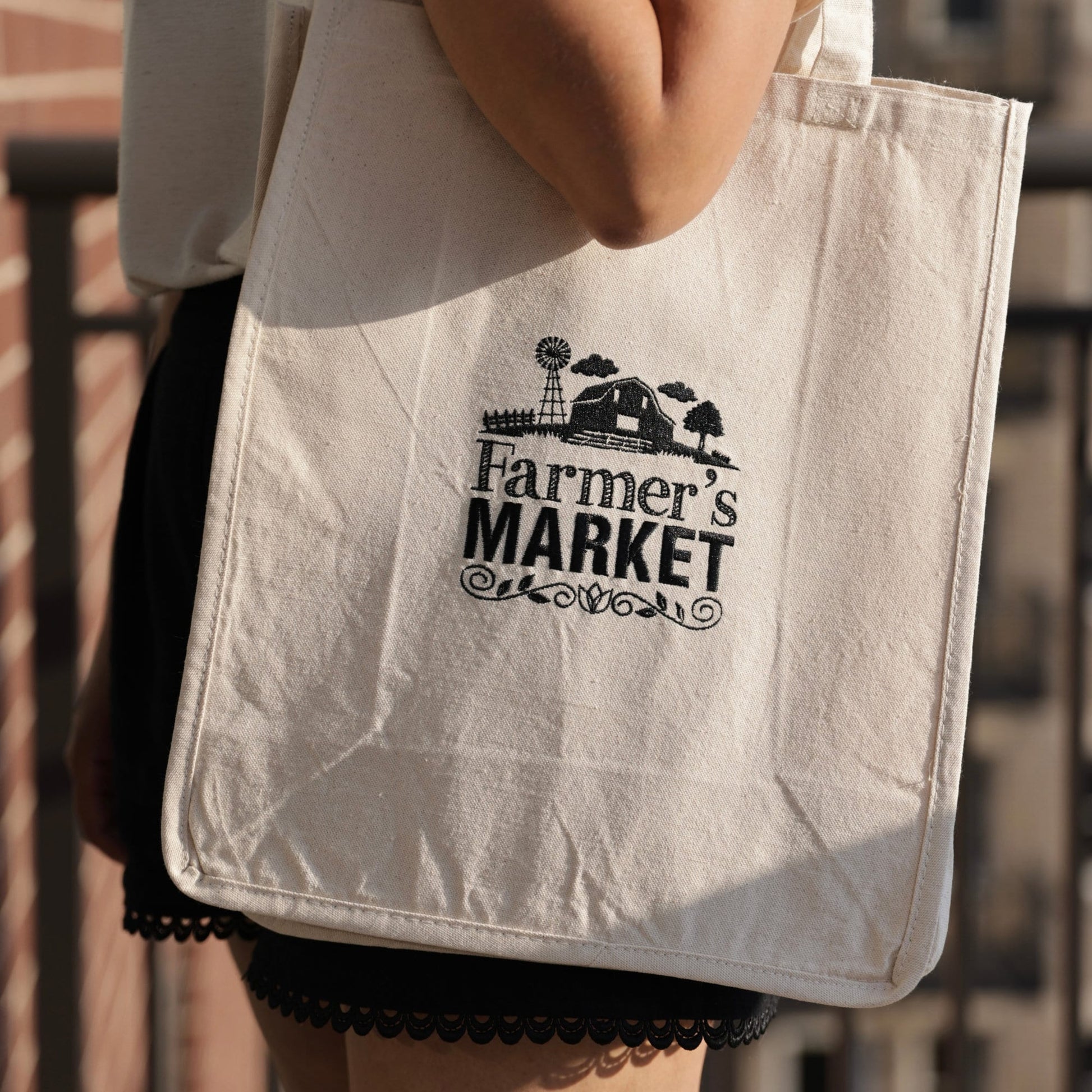 Farmers Market Embroidered Tote Bag - Embroiderzilla