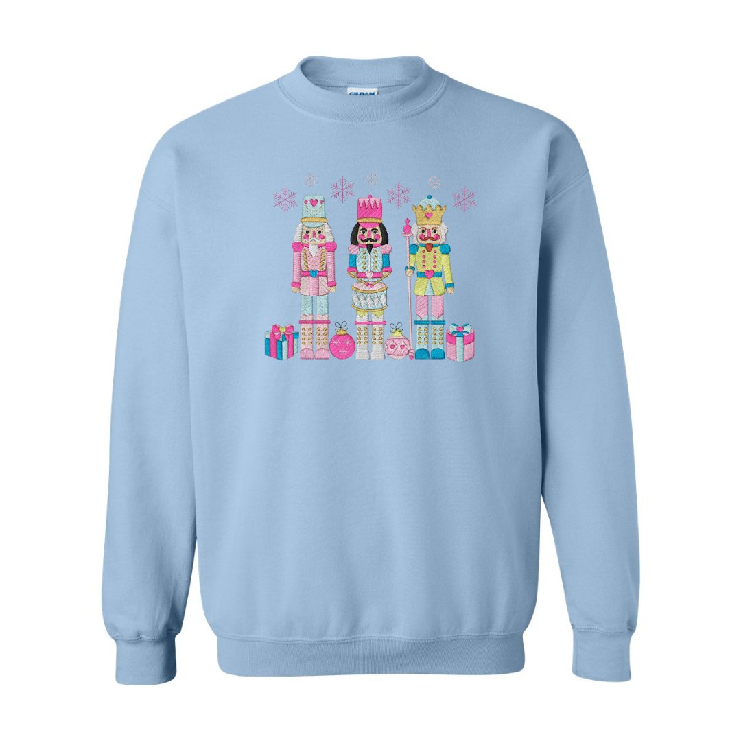 Festive Trio Embroidered Nutcracker Christmas Sweatshirt - Embroiderzilla