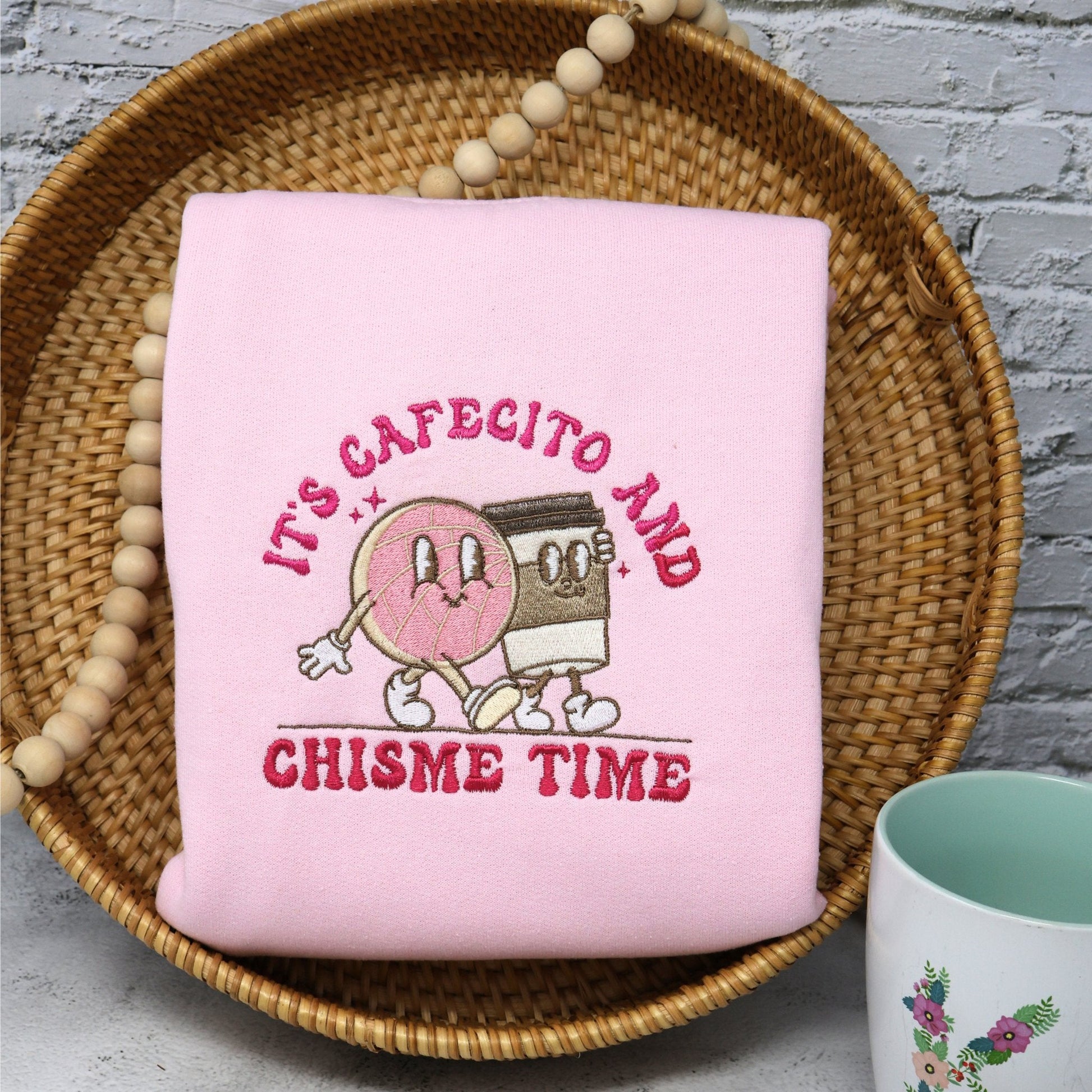 It's Cafecito and Chisme Time Embroidered Sweatshirt - Embroiderzilla