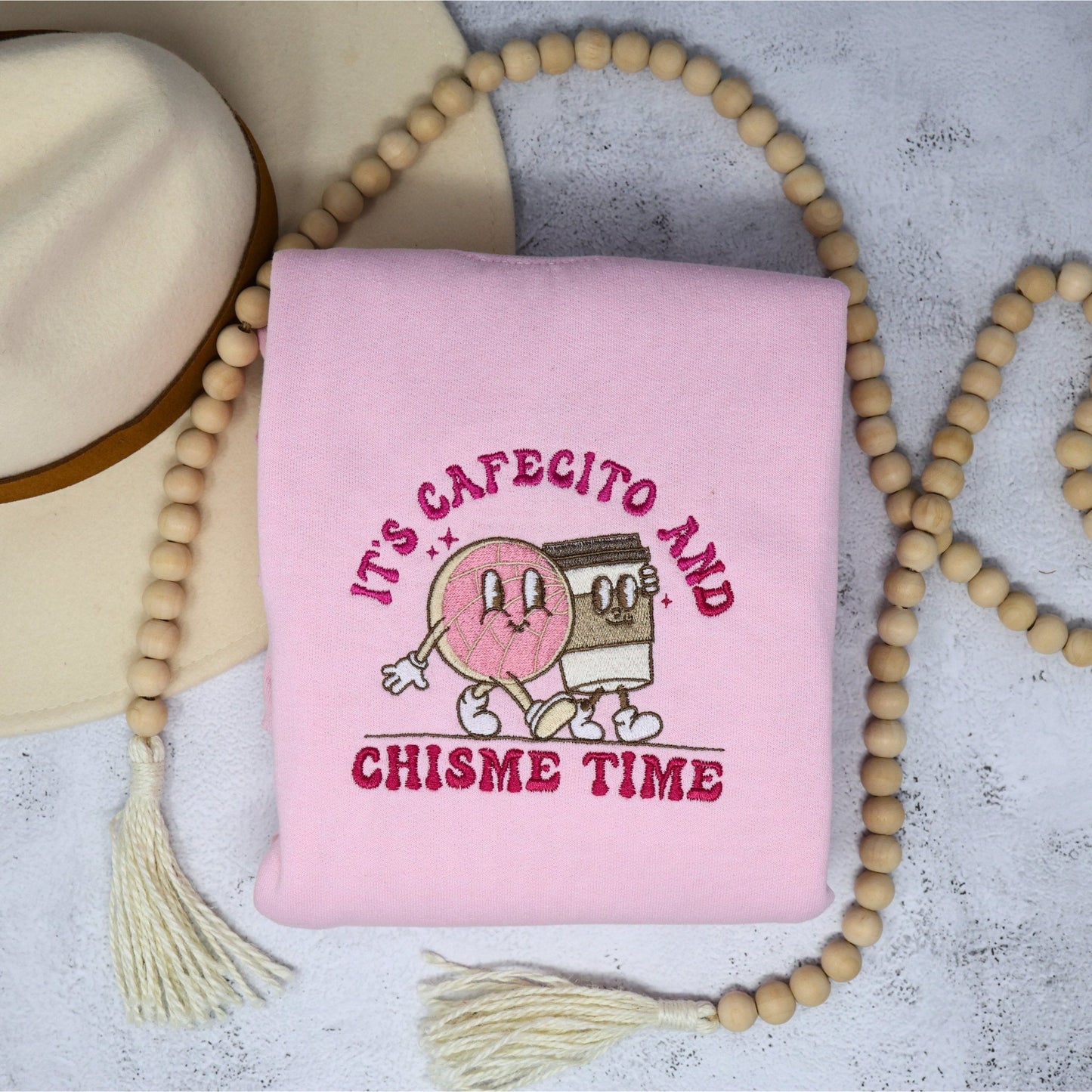 It's Cafecito and Chisme Time Embroidered Sweatshirt - Embroiderzilla