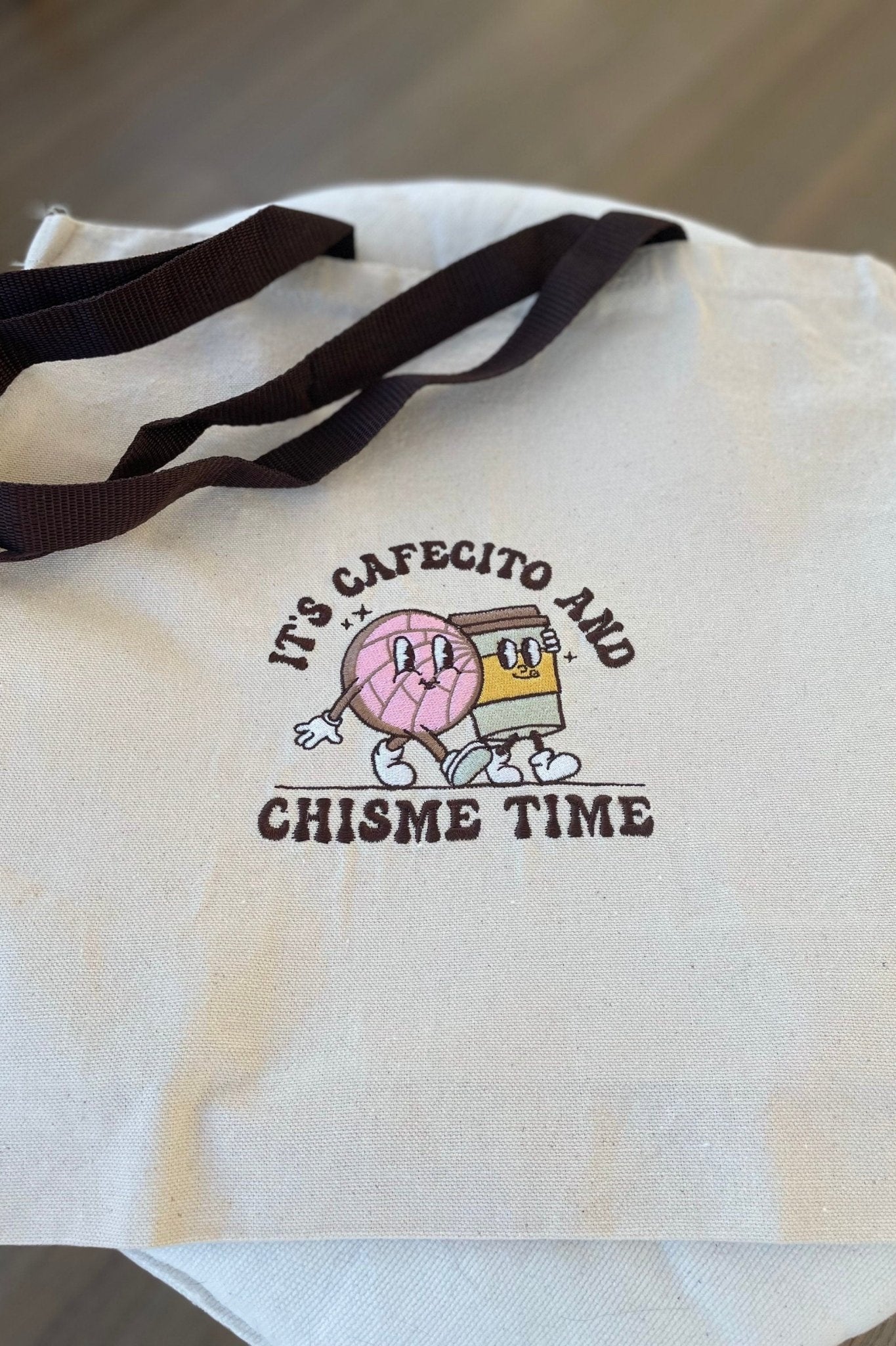 It's Cafecito & Chisme Time Embroidered Tote Bag - Embroiderzilla