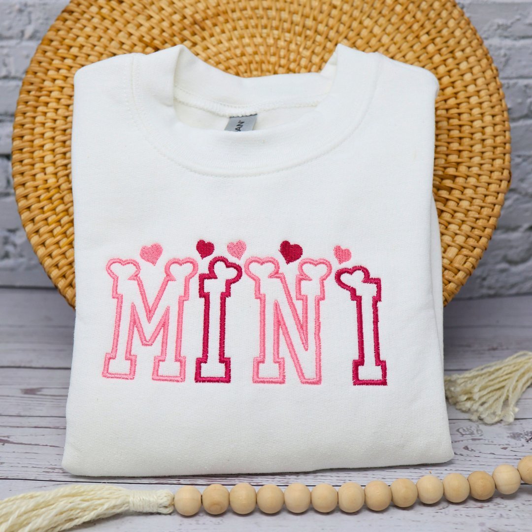 Kids "Mini" Hearts Embroidered Sweatshirt, Valentines Day Sweatshirt - Embroiderzilla