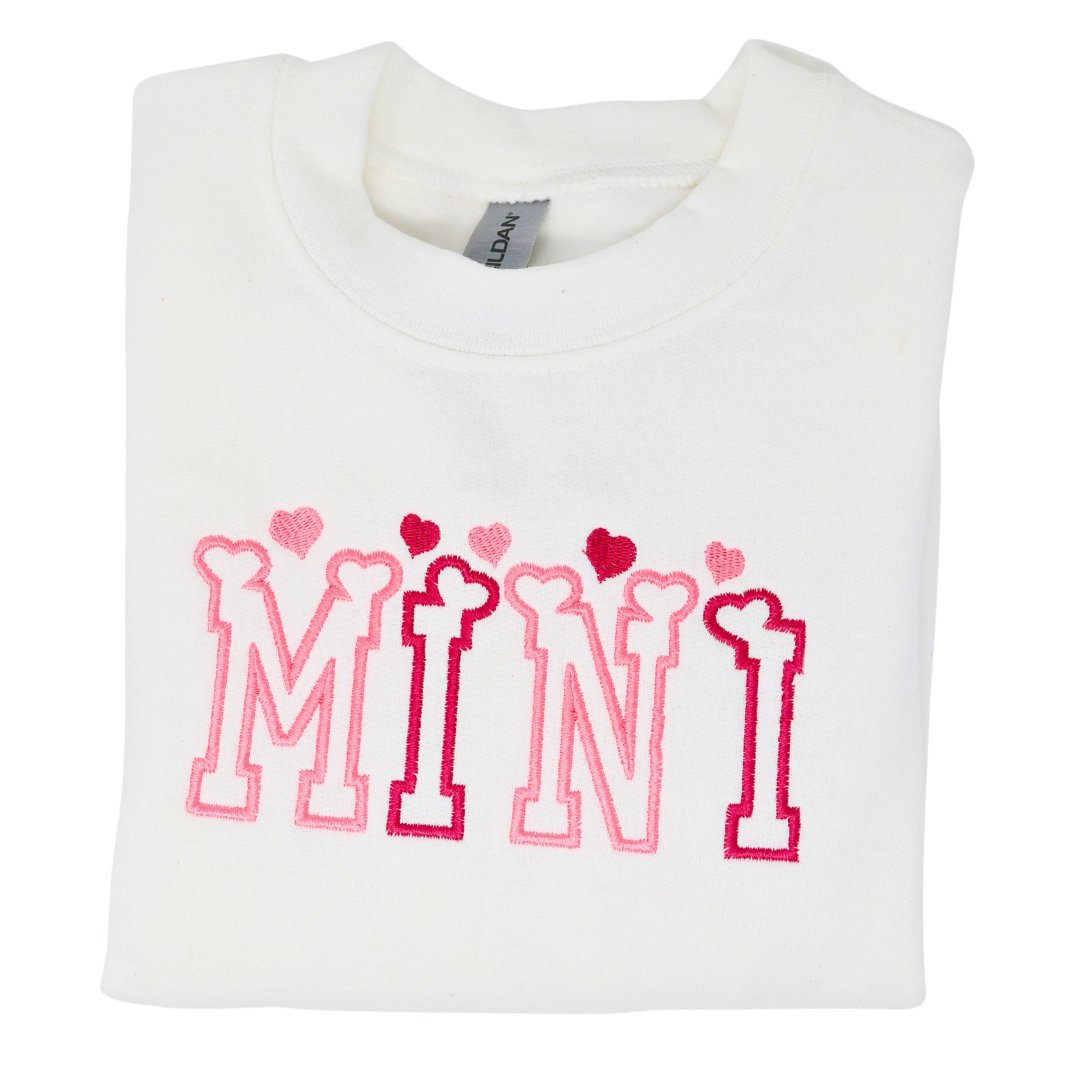 Kids "Mini" Hearts Embroidered Sweatshirt, Valentines Day Sweatshirt - Embroiderzilla