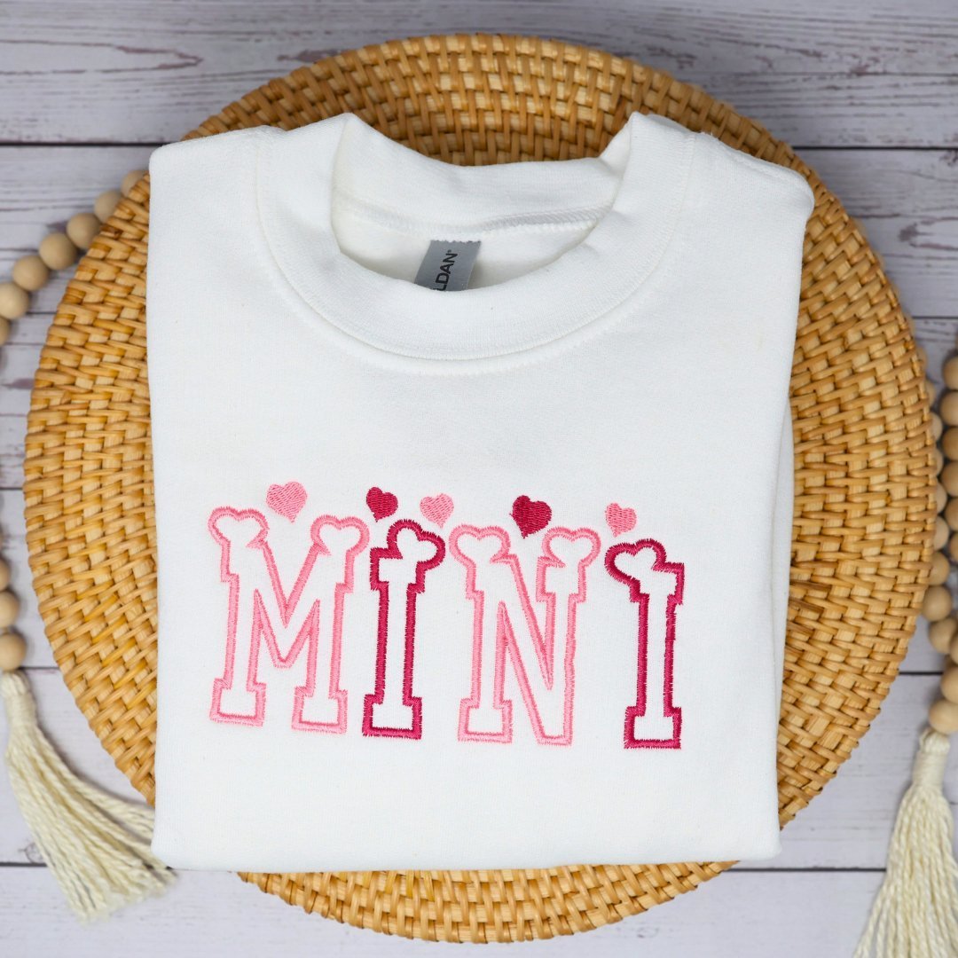 Kids "Mini" Hearts Embroidered Sweatshirt, Valentines Day Sweatshirt - Embroiderzilla