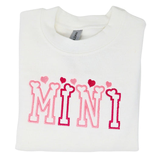 Kids "Mini" Hearts Embroidered Sweatshirt, Valentines Day Sweatshirt - Embroiderzilla