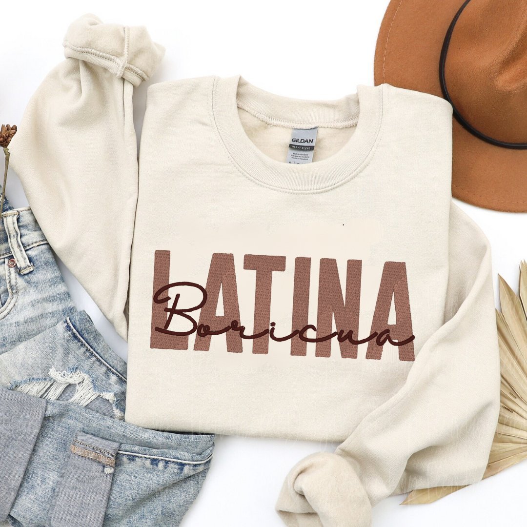 Latina Boricua Embroidered Sweatshirt - Embroiderzilla