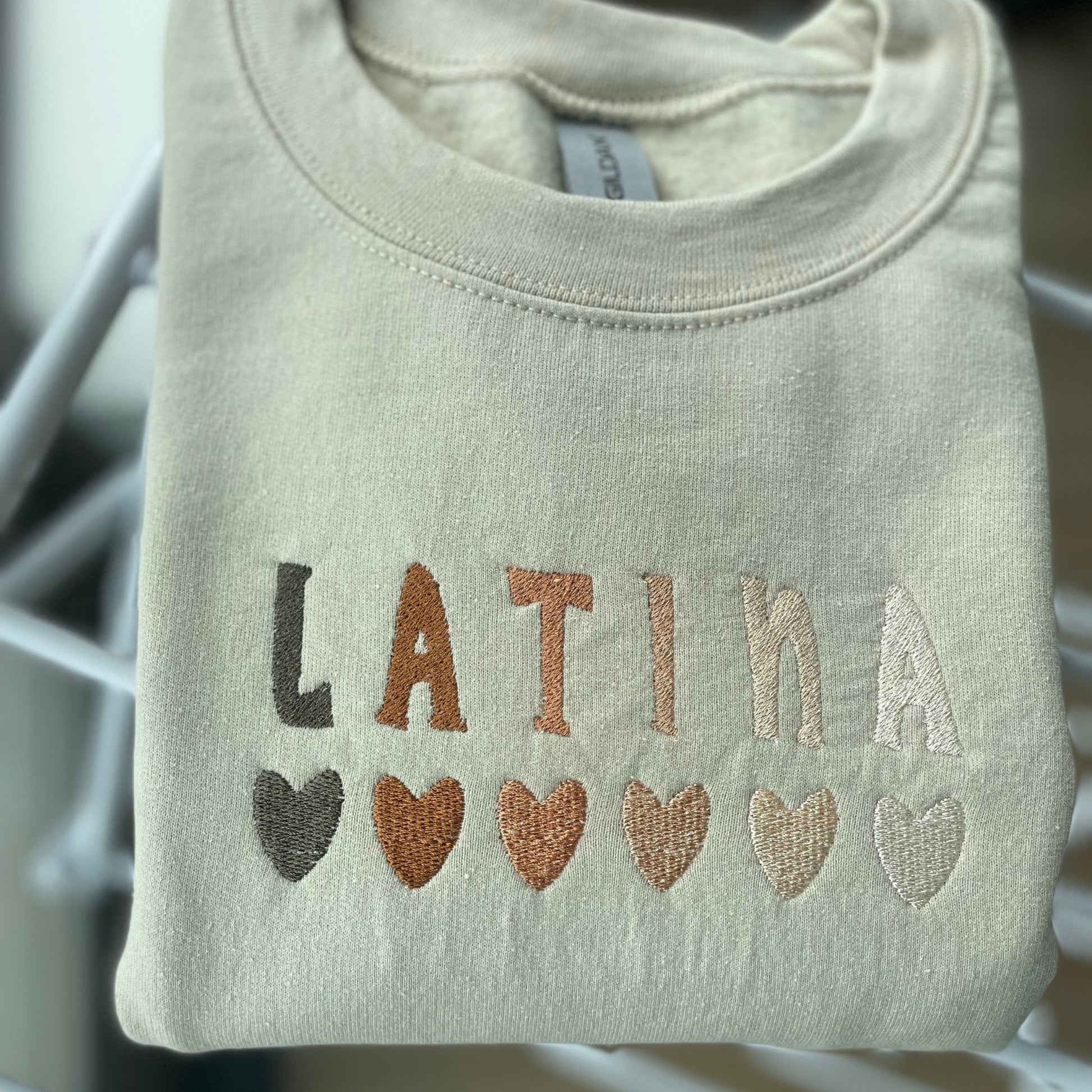 Latina Hearts Embroidered Sweatshirt - Embroiderzilla