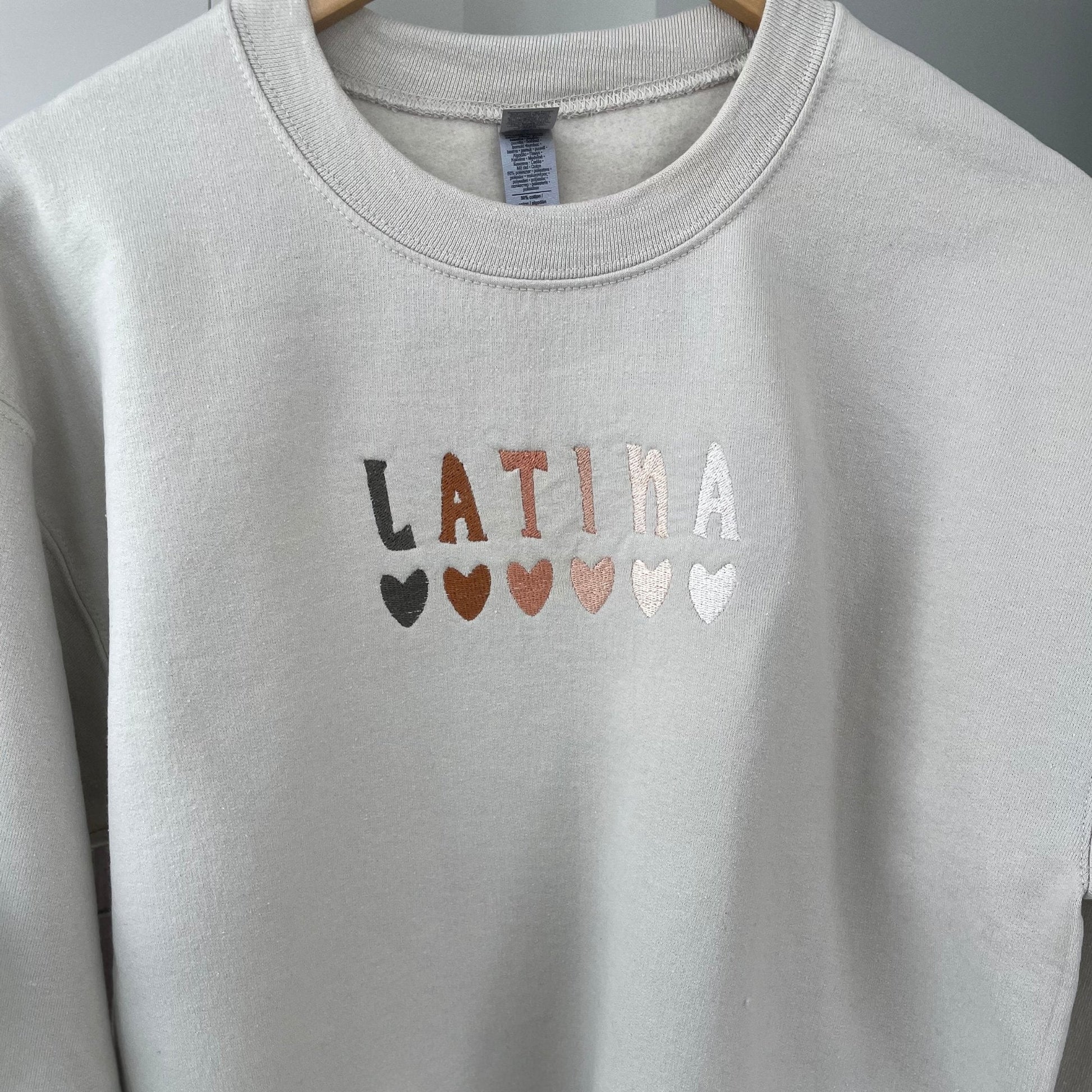 Latina Hearts Embroidered Sweatshirt - Embroiderzilla