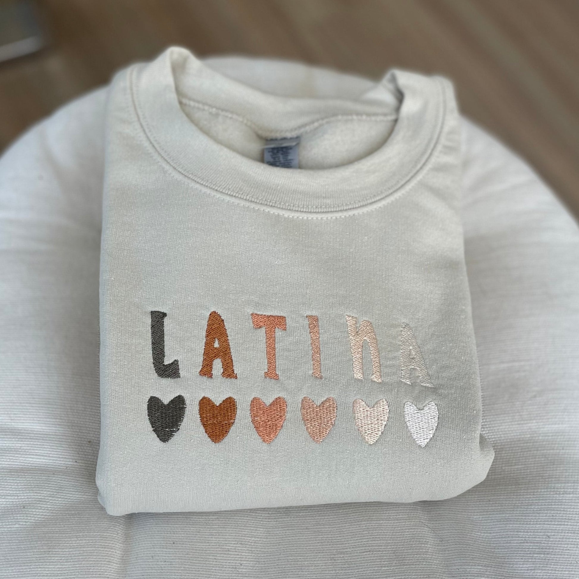 Latina Hearts Embroidered Sweatshirt - Embroiderzilla