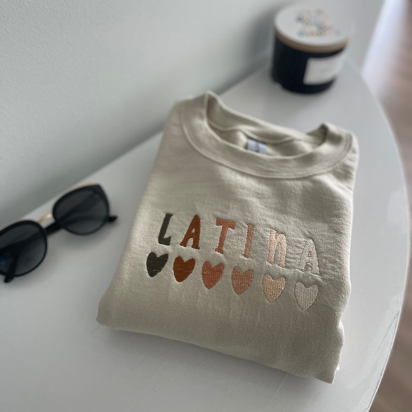 Latina Hearts Embroidered Sweatshirt - Embroiderzilla